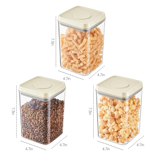 BPA Free Airtight Storage Containers for Kitchen Pantry | 3 Pcs Pop Top Lids Cereal Flour and Sugar
| Airtight Food Sto