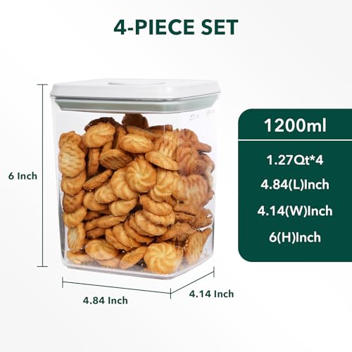 Pop Top Food Storage Containers with Lids for Kitchen Pantry Organization and Airtight Storage (1.27Qt*4)
| Pop Top Con