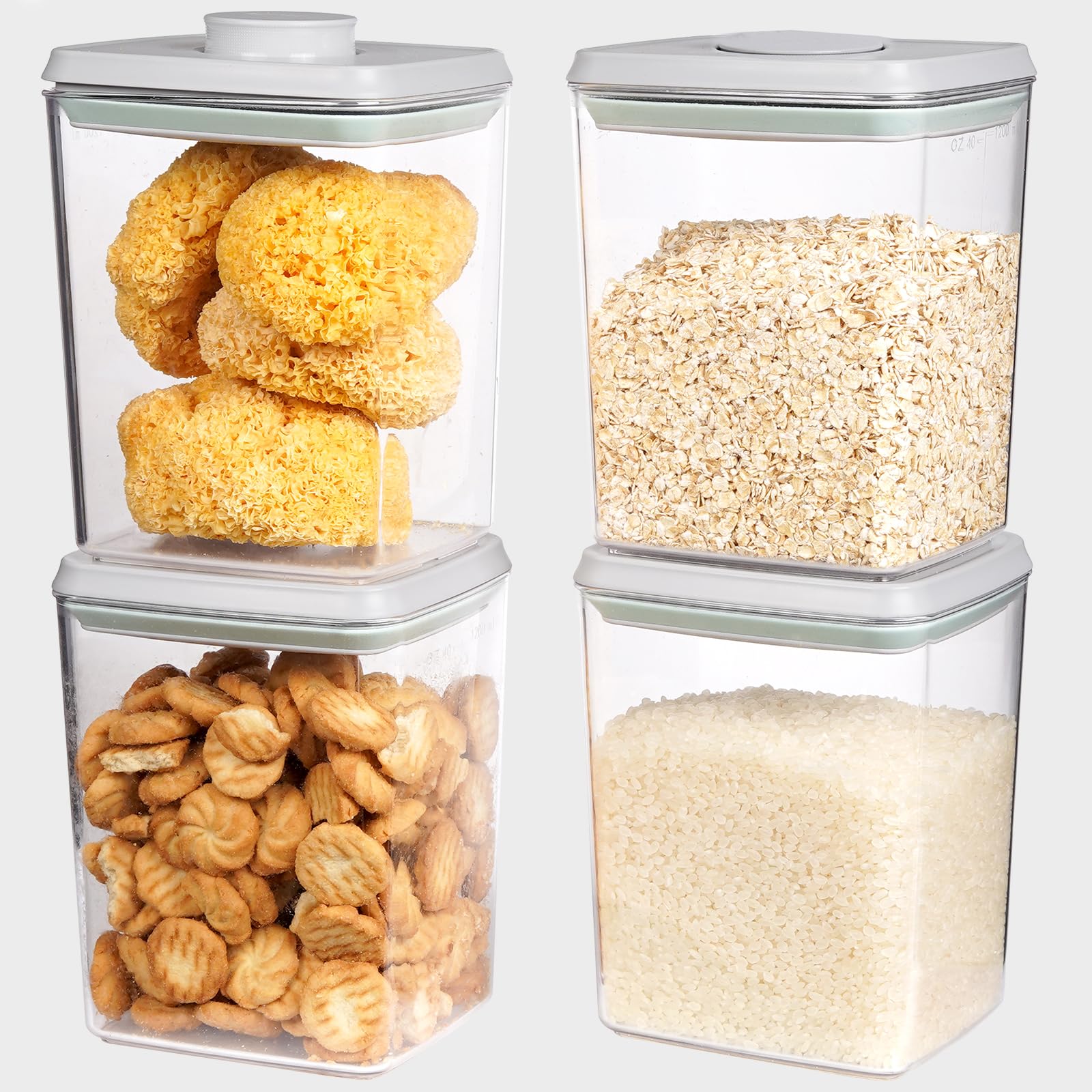 Pop Top Food Storage Containers with Lids for Kitchen Pantry Organization and Airtight Storage (1.27Qt*4)
| Pop Top Con