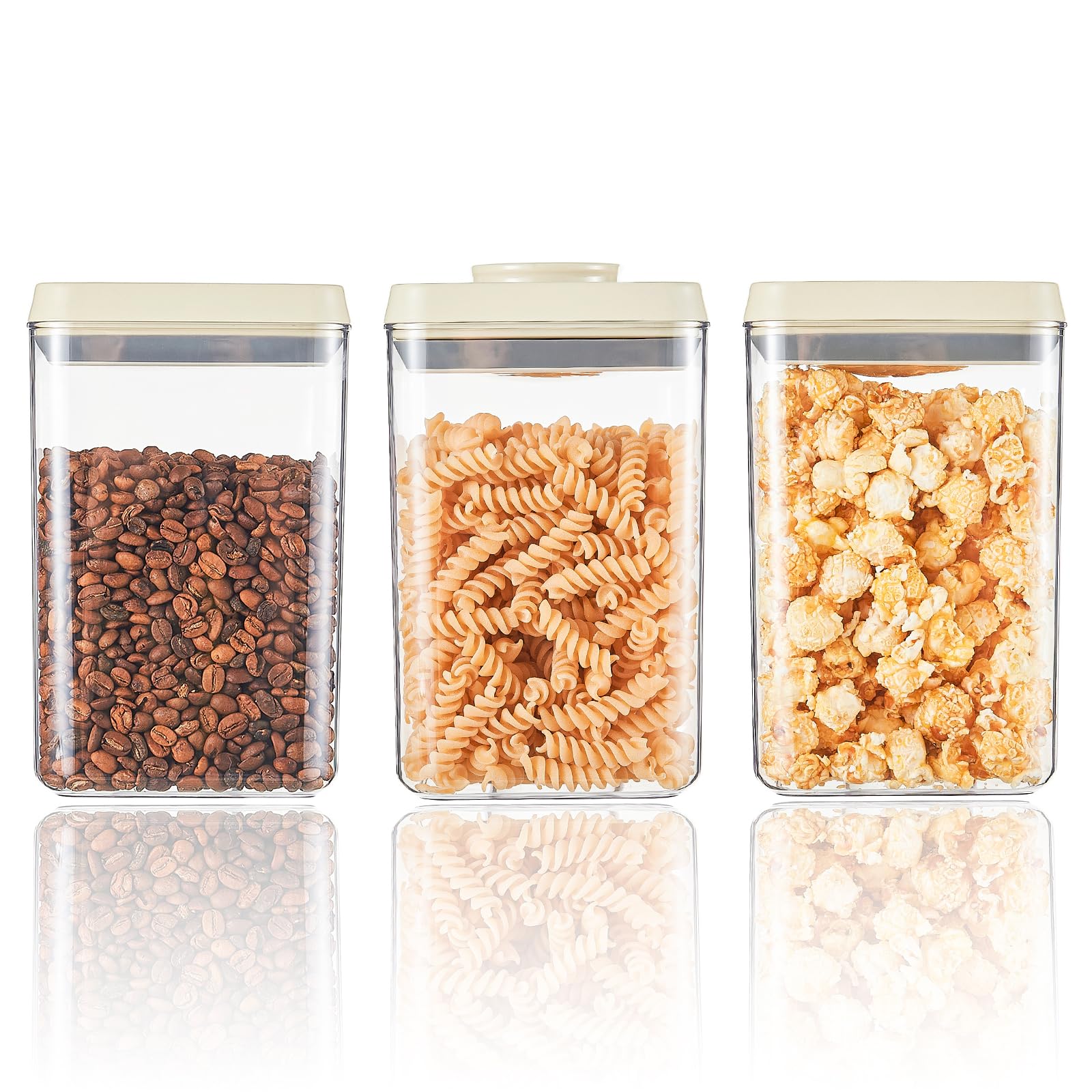 BPA Free Airtight Storage Containers for Kitchen Pantry | 3 Pcs Pop Top Lids Cereal Flour and Sugar
| Airtight Food Sto